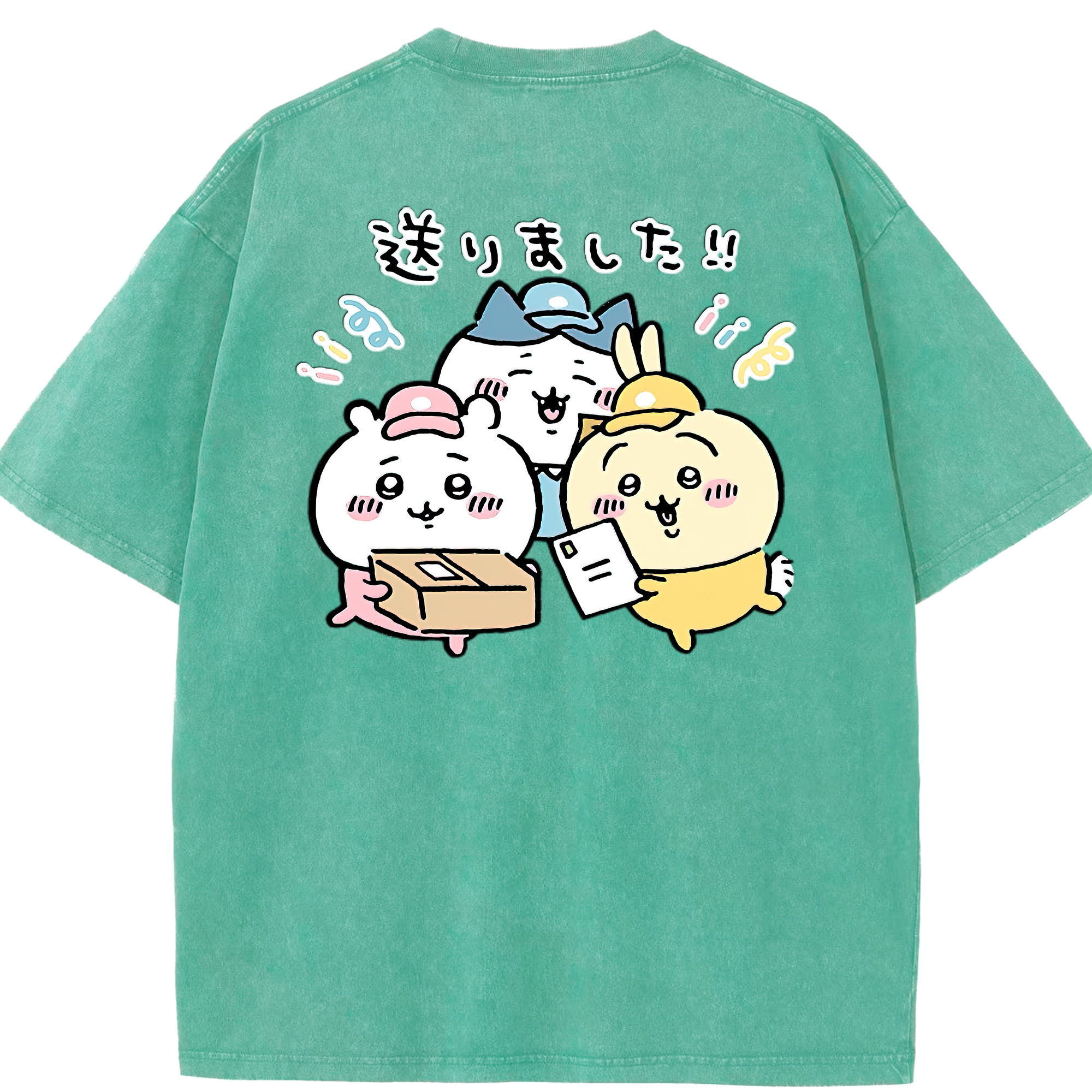 （画像用） ちいかわ ハチワレ Chii-kawa hachiware 綿100% ヴィンテージ風 半袖Tシャツ（背面プリント）